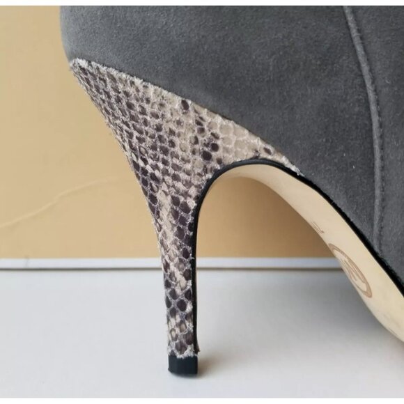 NIB Michael Kors Caroline Boots 9M Dark Slate Suede Leather Knee High MK Logo - Picture 4 of 14